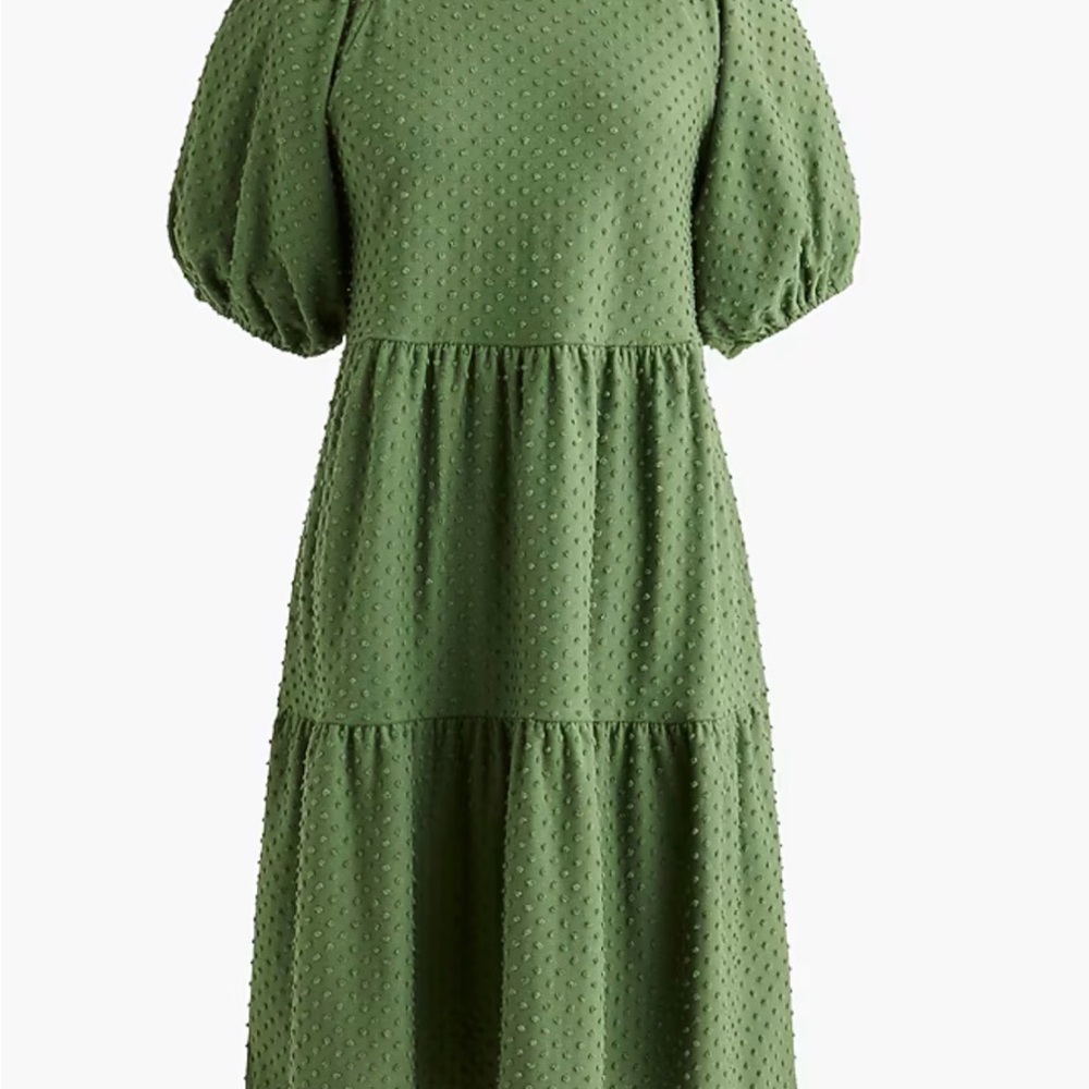 J. Crew Textured Dot Green Midi Dress Womens Size XL